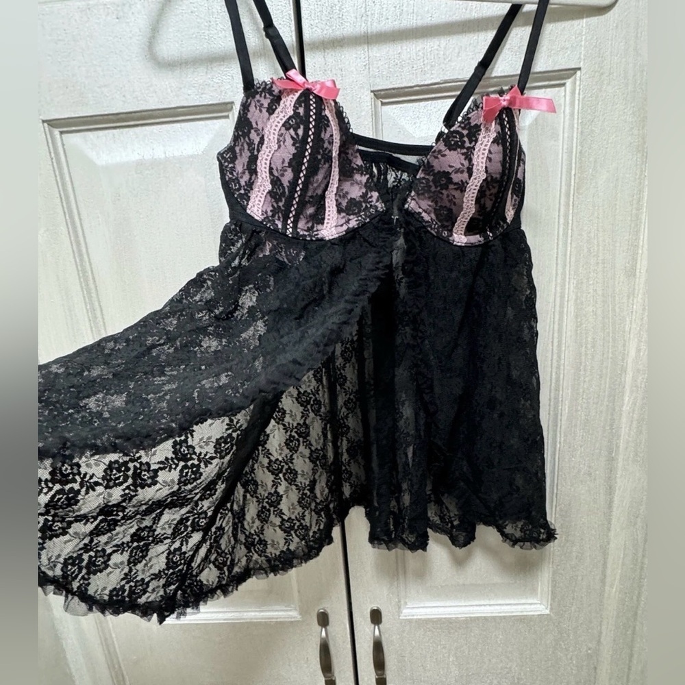 Victoria’s Secret Sexy Little Things Black Sheer Ruffle Lingerie Cami 34C - Picture 2 of 10